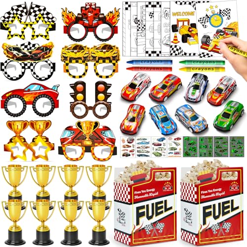 Tacobear Rennparty Mitgebsel Kindergeburtstag 6 7 8 9 10 Jahre Gastgeschenke Junge mit Brillen Rennauto Malset Buntstifte Geschenktüten Trophäen Rennen Pinata Füllung Give Aways Kindergeburtstag von Tacobear