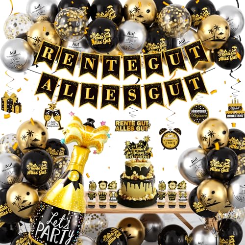 Rente Party Deko Luftballons Gold Schwarz RENTE GUT ALLES GUT Banner Tortendeko Karten Feierabend Renteneintritt Abschied Party Dekoration Ballon Girlande Ruhestand Deko für Rentner Rentnerin Geschenk Rente Party Deko Luftballons Gold Schwarz RENTE GUT ALLES GUT Banner Tortendeko Karten Feierabend Renteneintritt Abschied Party Dekoration Ballon Girlande Ruhestand Deko für Rentner Rentnerin Geschenk von Tacobear