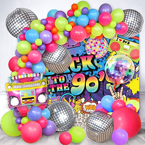 Tacobear 122 Stk 90er Deko 80er Ballon Girlande mit Disco Luftballon Retro Aufblasbare Radio 80er Jahre Deko 90er Party Deko Geburtstagsdeko für Erwachsene von Tacobear