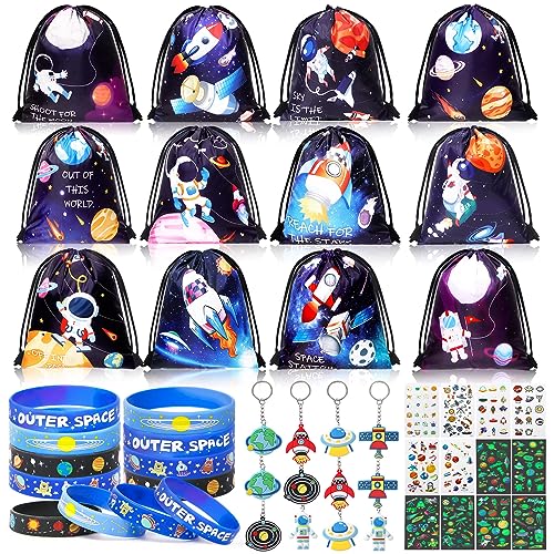 Weltraum Kindergeburtstag Mitgebsel Set Geschenktüten Kordelzugbeutel Turnbeutel Kinder Silikonarmband Schlüsselanhänger Tattoos Weltraum Give Aways Gastgeschenke Kindergeburtstag 6 7 8 9 10 Jahren von Tacobear