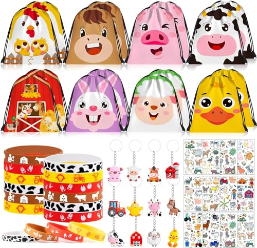 Tacobear Bauernhof Party Mitgebsel Kindergeburtstag Jungen Mädchen Gastgeschenk mit Bauernhoftiere Rucksack Kordelzug Schlüsselanhänger Silikon Armband Give Aways Kindergeburtstag für Kinder Tacobear Bauernhof Party Mitgebsel Kindergeburtstag Jungen Mädchen Gastgeschenk mit Bauernhoftiere Rucksack Kordelzug Schlüsselanhänger Silikon Armband Give Aways Kindergeburtstag für Kinder von Tacobear