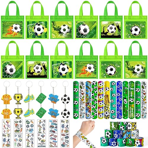 48STK. Fußball Mitgebsel Kindergeburtstag Set Fussball Mitgebsel Tüten, Schnapparmband Kinder, Schlüsselanhänger, Temporäre Tattoos, Sticker, Fussball Give Aways Kindergeburtstag für Junge Mädchen von Tacobear