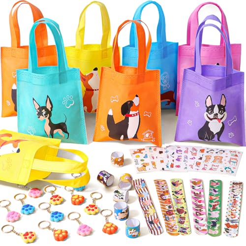 Tacobear Hunde Mitgebsel Kindergeburtstag Pinata Füllung mit Geschenktüten Aufkleber Schnapparmband Paw Schlüsselanhänger Welpe Mitbringsel Kindergeburtstag Kinder Give Aways Gastgeschenke von Tacobear
