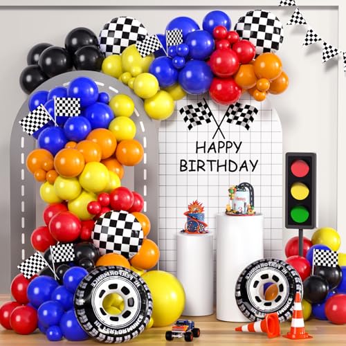 Tacobear Rennauto Deko Geburtstag Rennwagen Party Deko mit Rennauto Luftballons Schwarz Weiß Karierte Flagge Auto Geburtstagsdeko für Kinder Jungen Hot Wheels Kindergeburtstag Party Dekoration Tacobear Rennauto Deko Geburtstag Rennwagen Party Deko mit Rennauto Luftballons Schwarz Weiß Karierte Flagge Auto Geburtstagsdeko für Kinder Jungen Hot Wheels Kindergeburtstag Party Dekoration von Tacobear