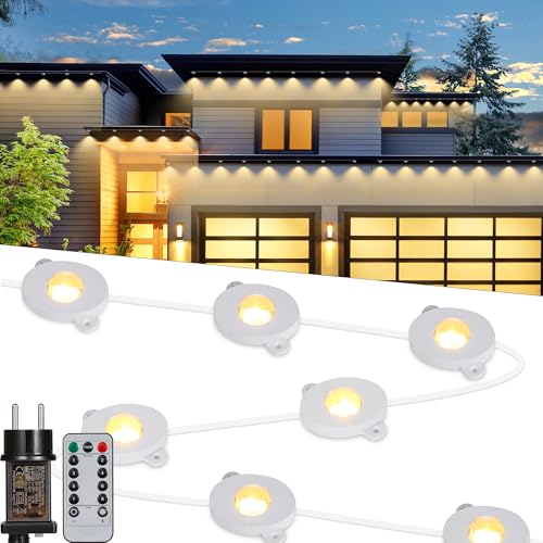 Tacobey Permanente Außenbeleuchtung Outdoor, 15M 36 LED Lichterkette Außen Trauflichter Strom, Weihnachtsbeleuchtung außen innen deko mit Fernbedienung, Timer, 8 Modi, Speicherfunktion - Warmweiß Tacobey Permanente Außenbeleuchtung Outdoor, 15M 36 LED Lichterkette Außen Trauflichter Strom, Weihnachtsbeleuchtung außen innen deko mit Fernbedienung, Timer, 8 Modi, Speicherfunktion - Warmweiß von Tacobey