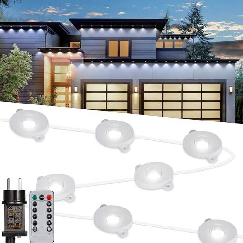 Tacobey Permanente Außenbeleuchtung Outdoor, 15M 36 LED Lichterkette Außen Trauflichter Strom, Weihnachtsbeleuchtung außen innen deko mit Fernbedienung, Timer, 8 Modi, Speicherfunktion - Weiß Tacobey Permanente Außenbeleuchtung Outdoor, 15M 36 LED Lichterkette Außen Trauflichter Strom, Weihnachtsbeleuchtung außen innen deko mit Fernbedienung, Timer, 8 Modi, Speicherfunktion - Weiß von Tacobey