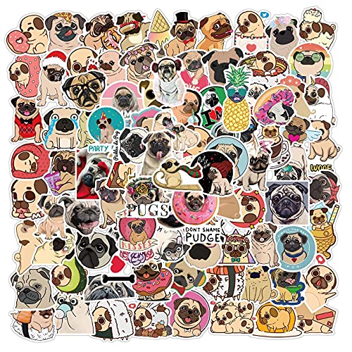 100 Stück Pug Aufkleber Niedliche Vinyl Sticker für Wasserflaschen, Tumbler, Gepäck, Skateboard, Stoßstange, Sammelalbum, Becher, Aufkleber, Geschenk für Kinder, Teenager, Erwachsene 100 Stück Pug Aufkleber Niedliche Vinyl Sticker für Wasserflaschen, Tumbler, Gepäck, Skateboard, Stoßstange, Sammelalbum, Becher, Aufkleber, Geschenk für Kinder, Teenager, Erwachsene von Tacomexi