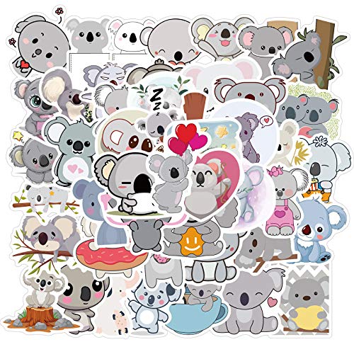 50 Stück Koala Aufkleber Niedliche Vinyl Sticker für Wasserflaschen, Tumbler, Gepäck, Skateboard, Stoßstange, Sammelalbum, Becher, Aufkleber, Geschenk für Kinder, Teenager, Erwachsene von Tacomexi