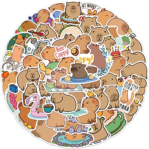 Capybara Aufkleber 50 Stück Wasserdichte Vinyl Aufkleber für Laptop, Stoßstange, Wasserflaschen, Computer, Telefon, Schutzhelm, Autoaufkleber und Aufkleber, Erwachsene, Kinder, Teenager für Aufkleber von Tacomexi