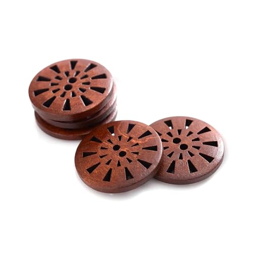 30 Stück 25 mm hohle Holzknöpfe mit Blumenmuster zum Basteln, Scrapbooking, rundes Nähzubehör,Dunkelbraun,25mm 30Stück von Taconey