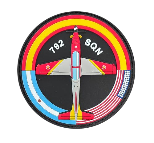 792 SQN Spanische Luftfahrt-Patch, Militär, Flugzeug, patriotisches kreisförmiges Emblem, schwarz und rot, Rubber-Patch, 9 cm 792 SQN Spanische Luftfahrt-Patch, Militär, Flugzeug, patriotisches kreisförmiges Emblem, schwarz und rot, Rubber-Patch, 9 cm von Tacro