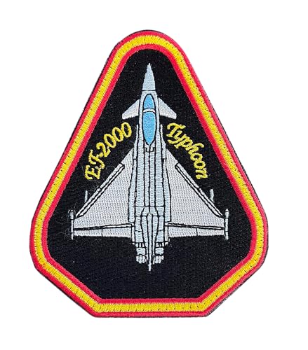 Eurofighter Typhoon EF-2000 Pilot-Patch, dreieckig, 10 cm, Schwarz und Weiß von Tacro
