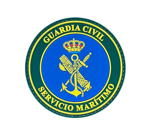 Rubber Guardia Civil Maritime Service, spanisches Militär-Emblem, grün und blau, 9 cm, mit Clip für taktischen Rucksack und Jacke von Tacro