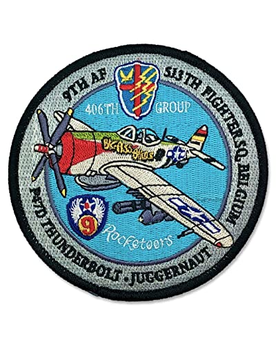World War II Aircraft Edition Aufnäher (406th Group 9th AF 513th Fighter SQ Belgium P47D Thunderbolt Juggernaut) von Tacro