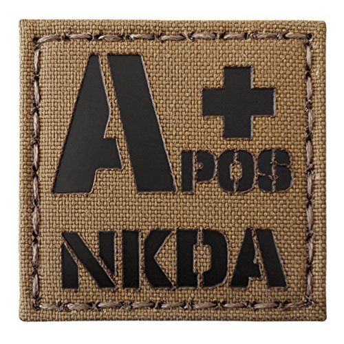 Coyote Brown Tan Infrarot IR APOS NKDA A+ Blood Type 2x2 Tactical Moral Touch Fastener Patch von Tactical Freaky