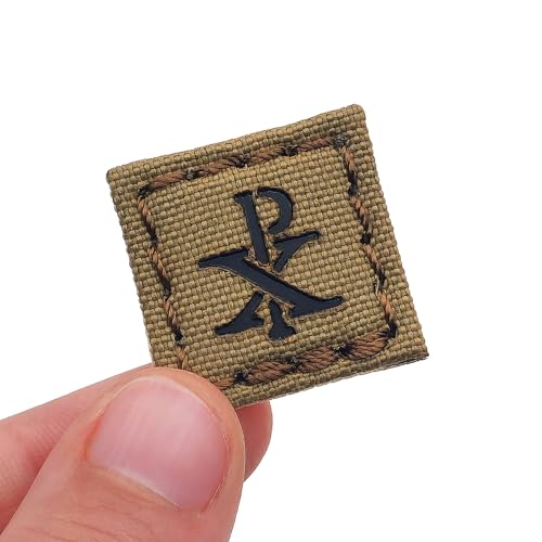 Mini Chi Rho Christogramm Symbol Jesus Christus (Coyote Brown on Black) Cat Eye Patch Kompatibel mit Klettverschluss, Moral Laser Cut Patches für Rucksäcke, Patches für Kappen, Tellerträger Patches von Tactical Freaky