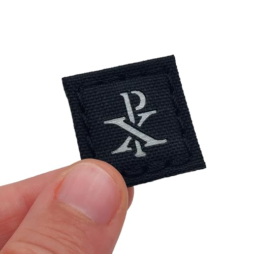 Mini Chi Rho Christogramm Symbol Jesus Christus (Schwarz auf Silber) Cat Eye Patch Kompatibel mit Klettverschluss, Morale Laser Cut Patches für Rucksäcke, Patches für Kappen, Tellerträger Patches von Tactical Freaky