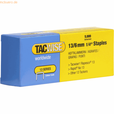 Tacwise Heftklammern 13/6mm verzinkt VE=5000 Stück von Tacwise
