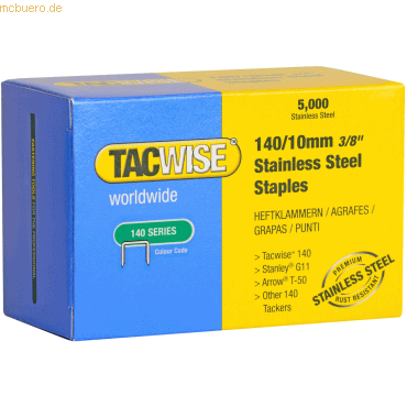 Tacwise Heftklammern 140/10mm Edelstahl VE=5000 Stück von Tacwise