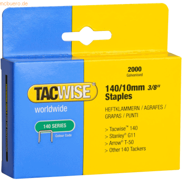 Tacwise Heftklammern 140/10mm verzinkt VE=2000 Stück Tacwise Heftklammern 140/10mm verzinkt VE=2000 Stück von Tacwise