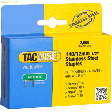 Tacwise Heftklammern 140/12mm Edelstahl VE=2000 Stück von Tacwise