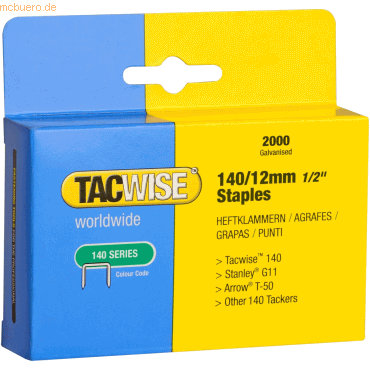 Tacwise Heftklammern 140/12mm verzinkt VE=2000 Stück von Tacwise