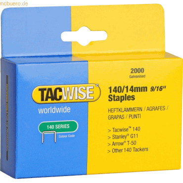 Tacwise Heftklammern 140/14mm verzinkt VE=2000 Stück von Tacwise