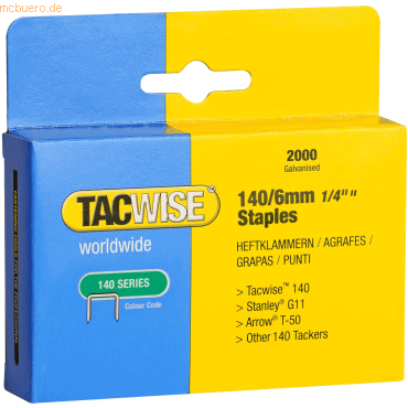 Tacwise Heftklammern 140/6mm verzinkt VE=2000 Stück von Tacwise