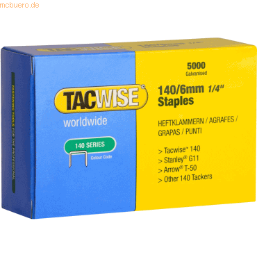 Tacwise Heftklammern 140/6mm verzinkt VE=5000 Stück von Tacwise