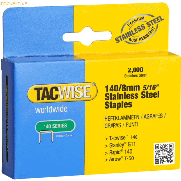 Tacwise Heftklammern 140/8mm Edelstahl VE=2000 Stück von Tacwise
