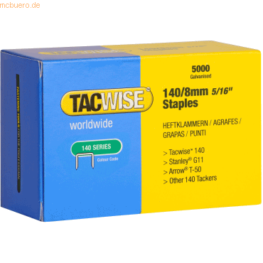 Tacwise Heftklammern 140/8mm verzinkt VE=5000 Stück von Tacwise