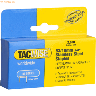 Tacwise Heftklammern 53/10mm Edelstahl VE=2000 Stück von Tacwise