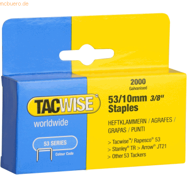 Tacwise Heftklammern 53/10mm verzinkt VE=2000 Stück von Tacwise