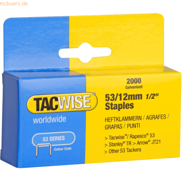 Tacwise Heftklammern 53/12mm verzinkt VE=2000 Stück von Tacwise