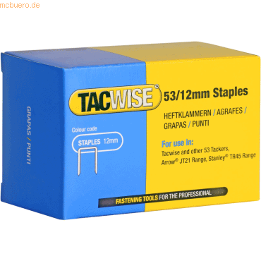 Tacwise Heftklammern 53/12mm verzinkt VE=5000 Stück von Tacwise