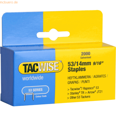 Tacwise Heftklammern 53/14mm verzinkt VE=2000 Stück von Tacwise