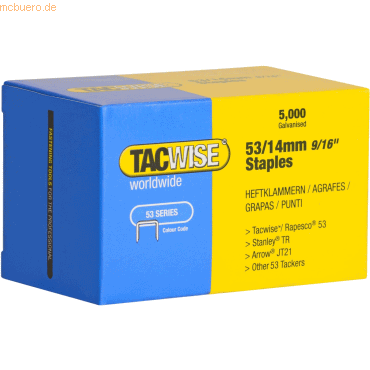 Tacwise Heftklammern 53/14mm verzinkt VE=5000 Stück von Tacwise