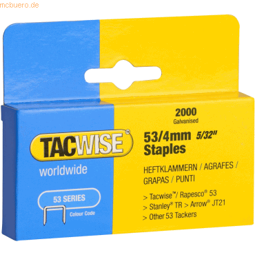 Tacwise Heftklammern 53/4mm verzinkt VE=2000 Stück von Tacwise