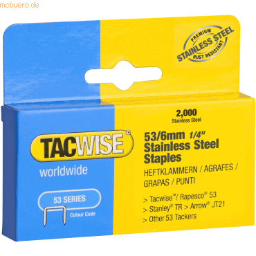 Tacwise Heftklammern 53/6mm Edelstahl VE=2000 Stück von Tacwise