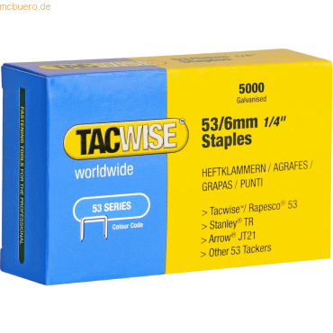 Tacwise Heftklammern 53/6mm verzinkte VE=5000 Stück von Tacwise