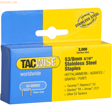 Tacwise Heftklammern 53/8mm Edelstahl VE=2000 Stück von Tacwise