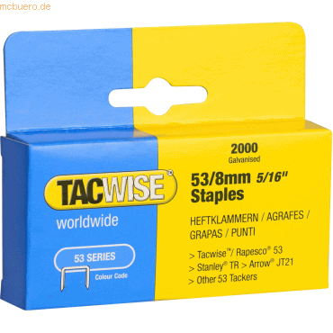 Tacwise Heftklammern 53/8mm verzinkte VE=2000 Stück von Tacwise