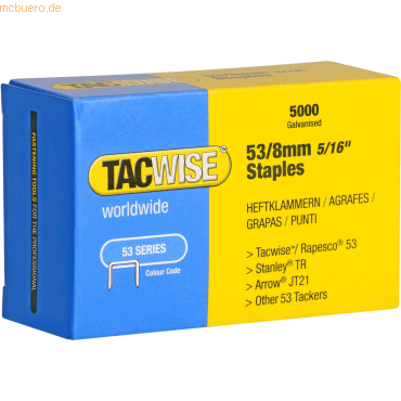 Tacwise Heftklammern 53/8mm verzinkte VE=5000 Stück von Tacwise