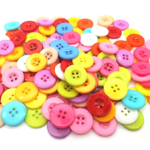 Tadipri 500 Stück Bunte Knöpfe aus Harz - Craft Harz Knöpfe zum Basteln Nähen Kinder DIY Basteln Painting Geschenk Deko (12mm) von Tadipri