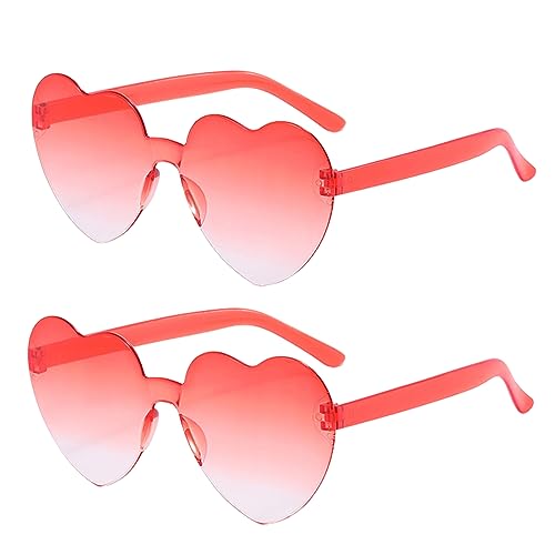 Tadipri 2 Paar Hippie Herzförmige Brille Transparente Candy Color Sonnenbrille Für Geburtstagsfeier Für Kinder Und Erwachsene Lustige Brillen Für Halloween Fasching Geburtstagsfeier(Rot) von Tadipri