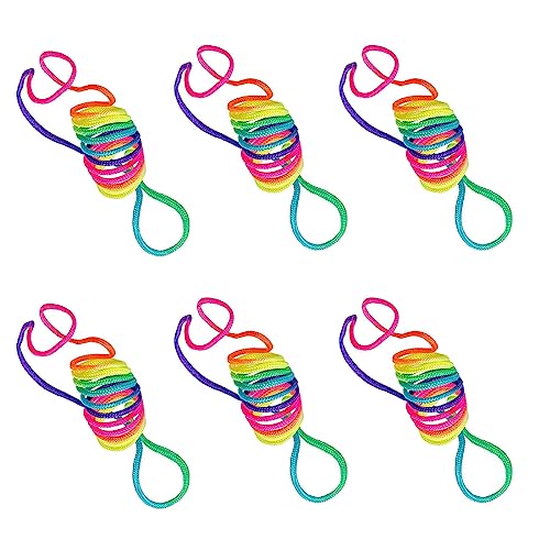 Tadipri 6 Stück Fadenspiel Fingerspiel Finger Twist Fadenspiel Flexibles Fadenspiele Für Kinder Rainbow Rope Fingerspiel Für Jungen Und Mädchen Ab 5 Jahre Länge 1,65M,Ideal Als Kleines Geschenk von Tadipri