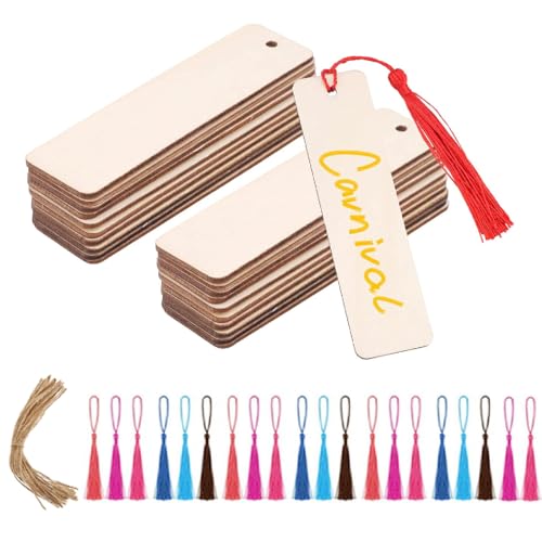 Tadipri Lesezeichen Holz 60 Stück Blanko Lesezeichen Set mit Löchern Seilen und Bunten Quasten Werkzeug Zubehör für DIY Handwerk Tadipri Lesezeichen Holz 60 Stück Blanko Lesezeichen Set mit Löchern Seilen und Bunten Quasten Werkzeug Zubehör für DIY Handwerk von Tadipri