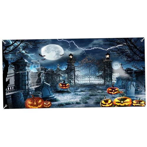 Tadoiooy Halloween Dekor, Halloween Kulisse 13, 1 x 5, 9 Fuß Hängende Polyester -Garagentürabdeckung schrecklicher Kürbiskürabdeckung für Garagendekorationen Party Hintergrund Stil 1 von Tadoiooy