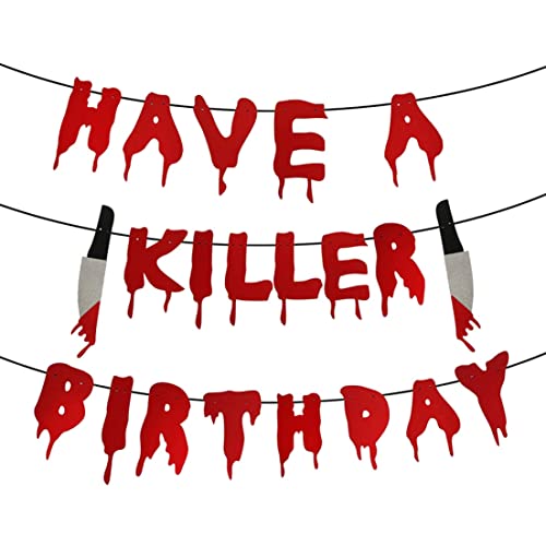 Tadoiooy Halloween Decor, haben Sie EIN Killer -Geburtstagsfeier -Banner, Halloween Horror Geburtstagsfeierdekorationen, blutige Horrorfilmdekorationen, Zombie Vampire von Tadoiooy