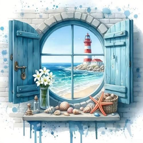Leuchtturm-Kreuzstich-Set – Muschel-Nadelspitzen-Zählmuster-Set für Anfänger und Erwachsene, Strandmuster, Kreuzstich-Maße, Stickset, Kunst und Handwerk Leuchtturm-Kreuzstich-Set – Muschel-Nadelspitzen-Zählmuster-Set für Anfänger und Erwachsene, Strandmuster, Kreuzstich-Maße, Stickset, Kunst und Handwerk von TaeYsck